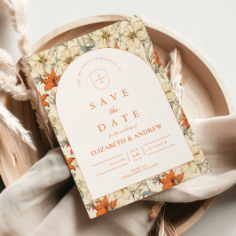 Autumn Floral Arch Wedding Save The Date