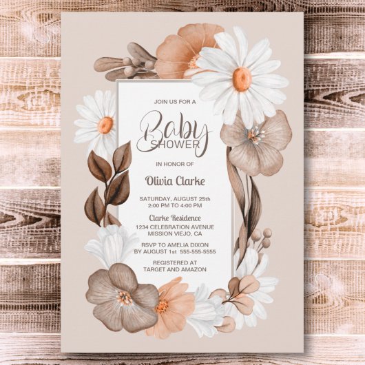 Autumn Floral Baby shower Kaart