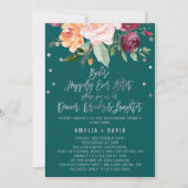 Autumn Floral | Blauwgroen repetitief diner Kaart (Voorkant)