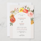 Autumn Floral Bloom Elegant Arch Wedding Kaart (Voorkant)