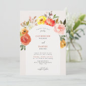 Autumn Floral Bloom Elegant Arch Wedding Kaart (Staand voorkant)