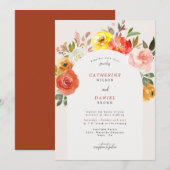 Autumn Floral Bloom Elegant Arch Wedding Kaart (Voorkant / Achterkant)