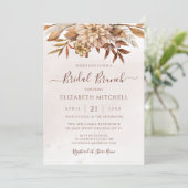 Autumn Floral Boho Herfst Foliage Bridal Brunch Kaart (Staand voorkant)