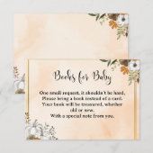 Autumn Floral “Books for Baby” Card – Peach Informatiekaartje (Voorkant / Achterkant)