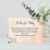 Autumn Floral “Books for Baby” Card – Peach Informatiekaartje (Staand voorkant)