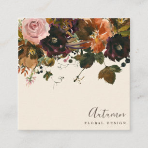 Autumn Floral Bouquet Design Square Visitekaartjes
