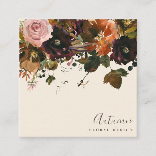 Autumn Floral Bouquet Design Square Visitekaartjes (Voorkant)