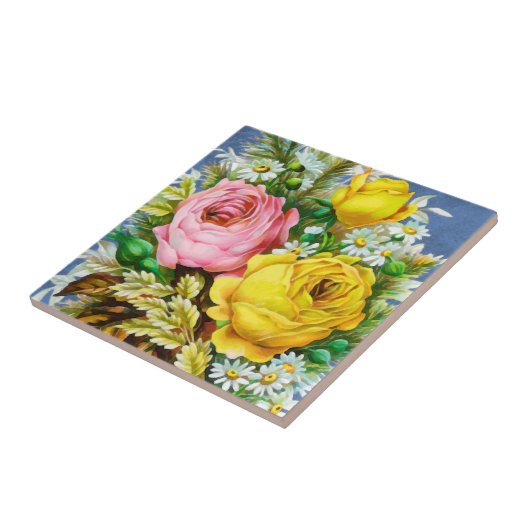 Autumn Floral Bouquet Waterverf Tegeltje (Zijkant)