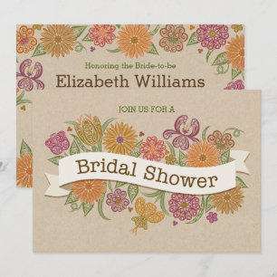 Autumn Floral Bridal Shower Kaart
