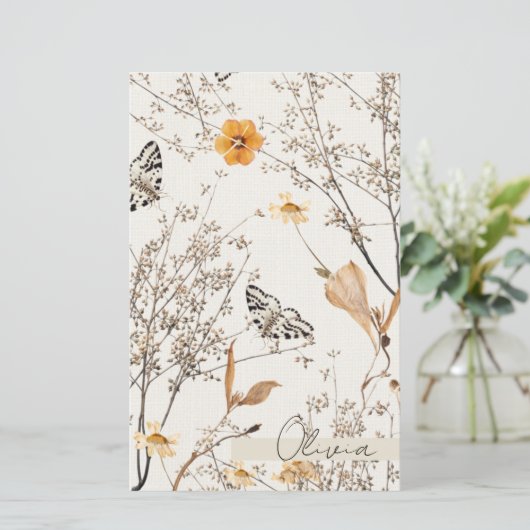 Autumn Floral Butterfly Paper Sheet (Staand voorkant)