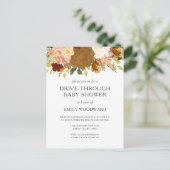 Autumn Floral Drive-Through Baby shower Uitnodigin Briefkaart (Staand voorkant)