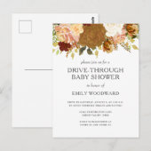 Autumn Floral Drive-Through Baby shower Uitnodigin Briefkaart (Voorkant / Achterkant)