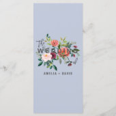 Autumn Floral Dusty Blue Dinner Menu Kaart (Achterkant)