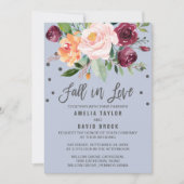 Autumn Floral Dusty Blue Herfst in Love Wedding Kaart (Voorkant)