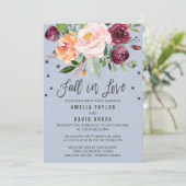 Autumn Floral Dusty Blue Herfst in Love Wedding Kaart (Staand voorkant)