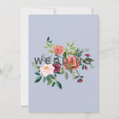 Autumn Floral Dusty Blue Herfst in Love Wedding Kaart (Achterkant)