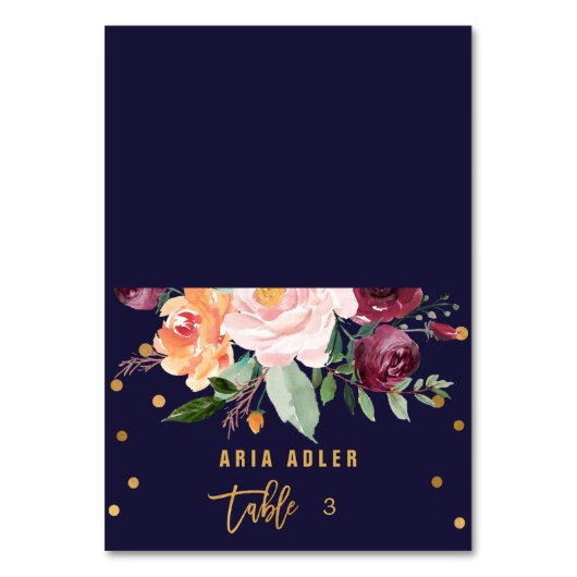 Autumn Floral Escort Place Cards Kaart (Voorkant)