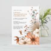 Autumn Floral Foliage Virtual Thanksgiving Dinner Kaart (Staand voorkant)