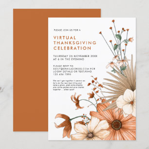 Autumn Floral Foliage Virtual Thanksgiving Dinner Kaart