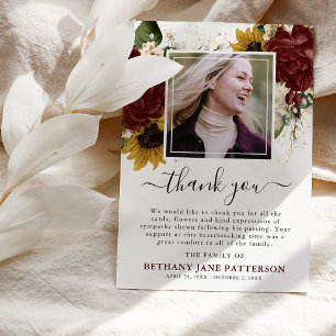 Autumn Floral Foto Memorial Bedankkaart