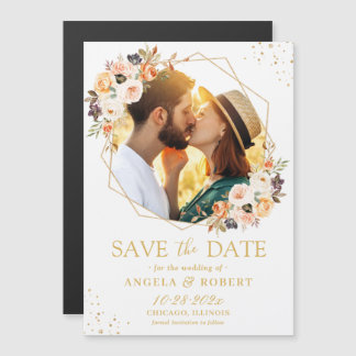 Autumn Floral Geometric Foto sparen de Magnet van