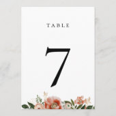 Autumn Floral Greenery Table Number Kaart (Achterkant)