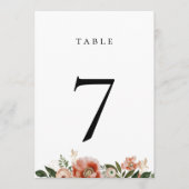 Autumn Floral Greenery Table Number Kaart (Voorkant)