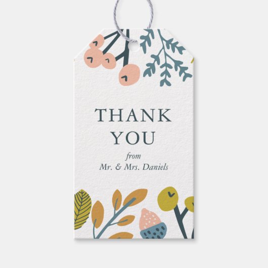 Autumn Floral Hartelijk dank Cadeaulabel (Voorkant)