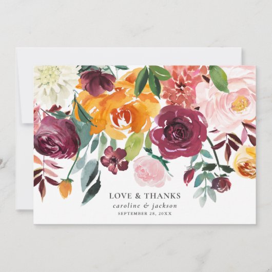 Autumn Floral Hartelijk dank Kaart (Voorkant)