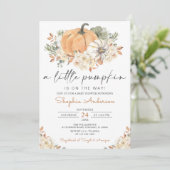 Autumn Floral Herfst Een beetje pompoen Baby showe Kaart (Staand voorkant)