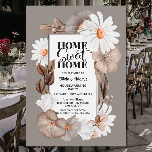Autumn Floral Home Sweet Home Housewarming Party Kaart