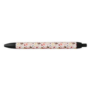 Autumn Floral Leaves and Hedgehog Pattern Zwarte Inkt Pen