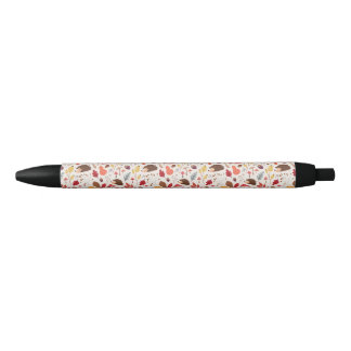 Autumn Floral Leaves and Hedgehog Pattern Zwarte Inkt Pen
