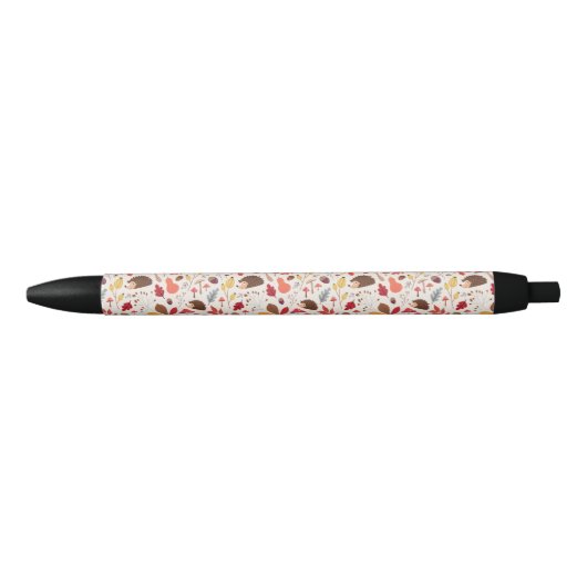 Autumn Floral Leaves and Hedgehog Pattern Zwarte Inkt Pen (Voorkant)