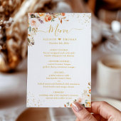 Autumn Floral Leaves Boho Chic Wedding Dinner Menu