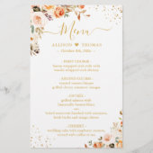 Autumn Floral Leaves Boho Chic Wedding Dinner Menu (Voorkant)