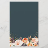 Autumn Floral Leaves Boho Chic Wedding Dinner Menu (Achterkant)