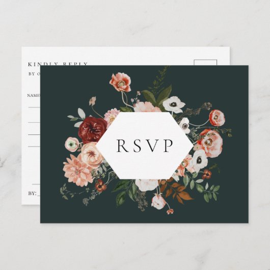 Autumn Floral Lijst Wedding RSVP Song Request Uitnodiging Briefkaart (Voorkant / Achterkant)