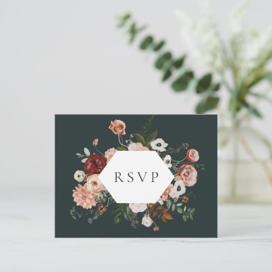 Autumn Floral Lijst Wedding RSVP Song Request Uitnodiging Briefkaart (Staand voorkant)