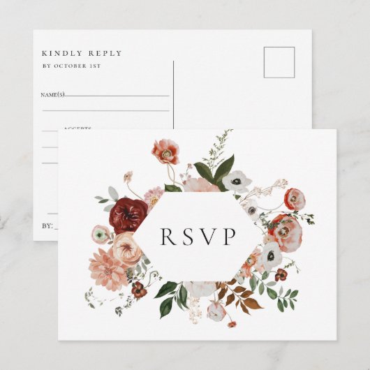 Autumn Floral Lijst Wedding RSVP Song Request Uitnodiging Briefkaart (Voorkant / Achterkant)
