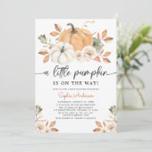 Autumn Floral Little Pumpkin Baby shower Kaart (Staand voorkant)