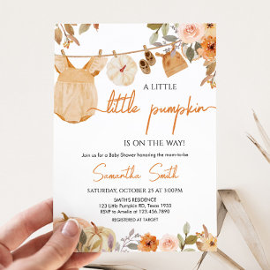 Autumn Floral Little Pumpkin Baby shower Kaart