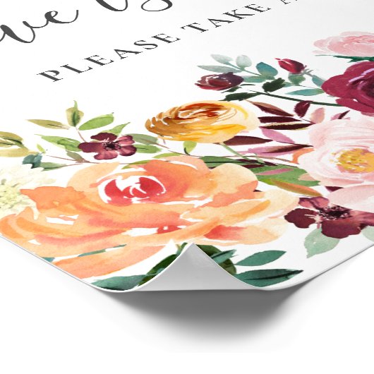 Autumn Floral Love is Sweet Dessert Bar Sign Poster (Hoek)