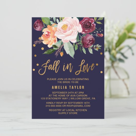 Autumn Floral met Wreath Backing Vrijgezellenfeest Kaart (Staand voorkant)