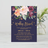 Autumn Floral met Wreath Backing Wedding Brunch Kaart (Staand voorkant)