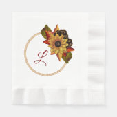 Autumn Floral Monogram Paper Napkin Servet (Voorkant)