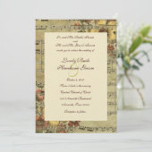 Autumn Floral Music Wedding Uitnodiging (Staand voorkant)