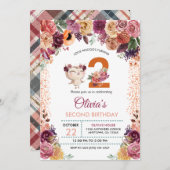 Autumn Floral Owl Birthday Kaart (Voorkant / Achterkant)