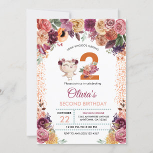 Autumn Floral Owl Birthday Kaart