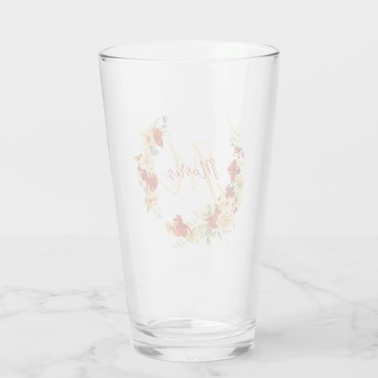 Autumn floral personalized glas (Achterkant)
